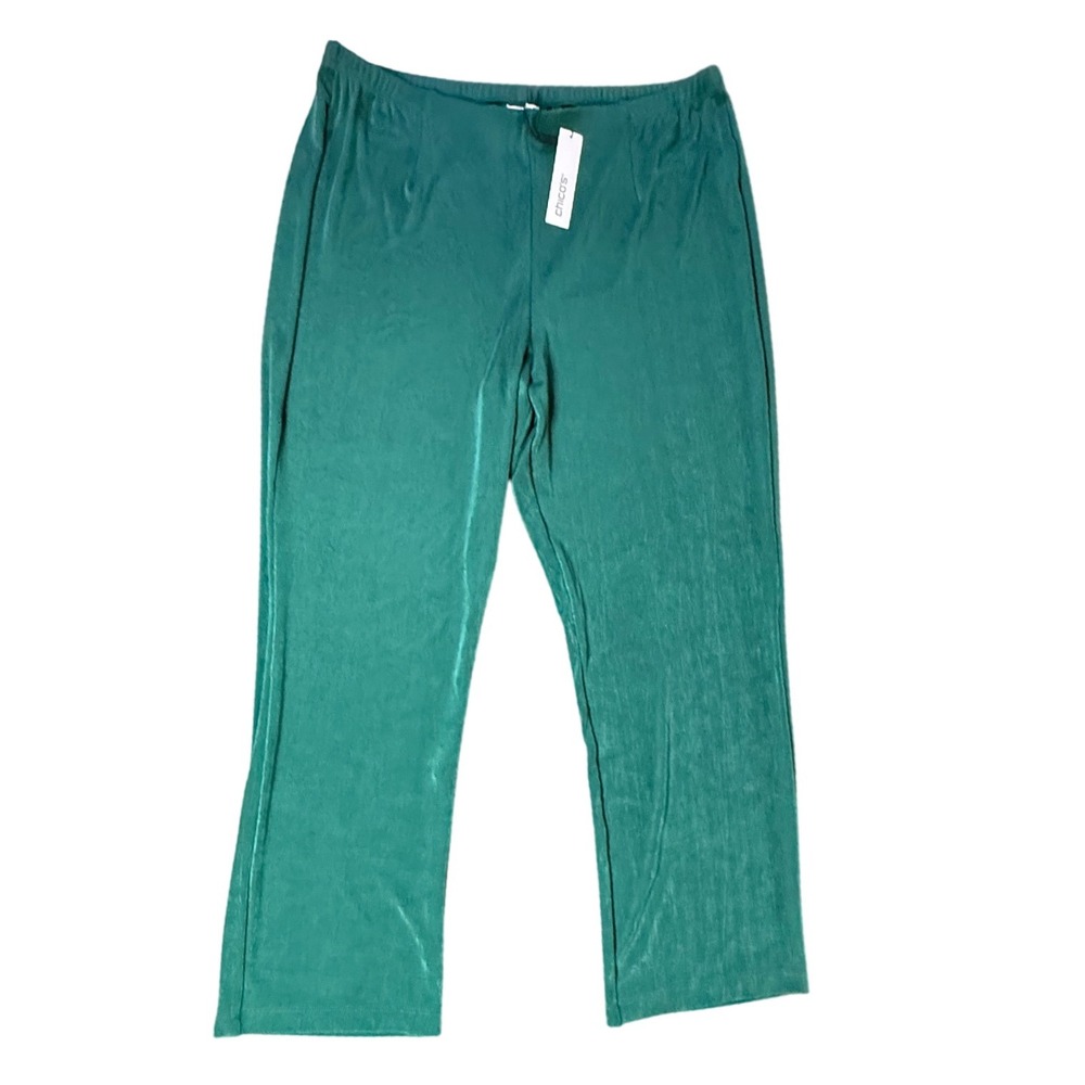 Chico's Green Pull On Wide Leg Pants Elastic Waist NWT Women XL‎